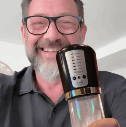 Confident man after using the HoneyWink pump